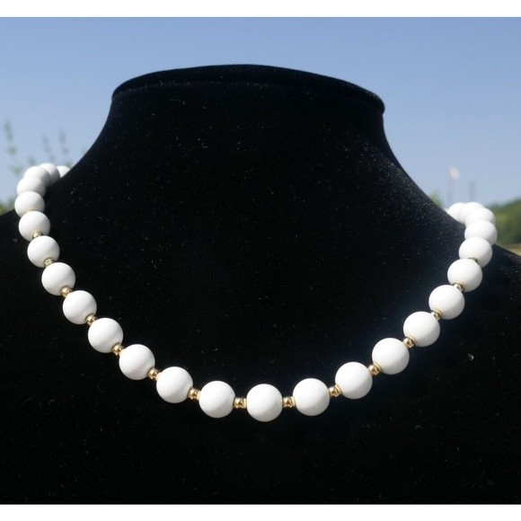 Monet Jewelry - Vintage Monet White Bead Choker Necklace 16 inches